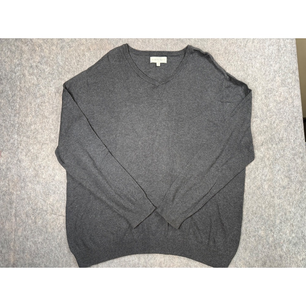 Hawker Rye Mens XXL Charcoal Grey Cotton Cashmere V-Neck Sweater Knit Pullover